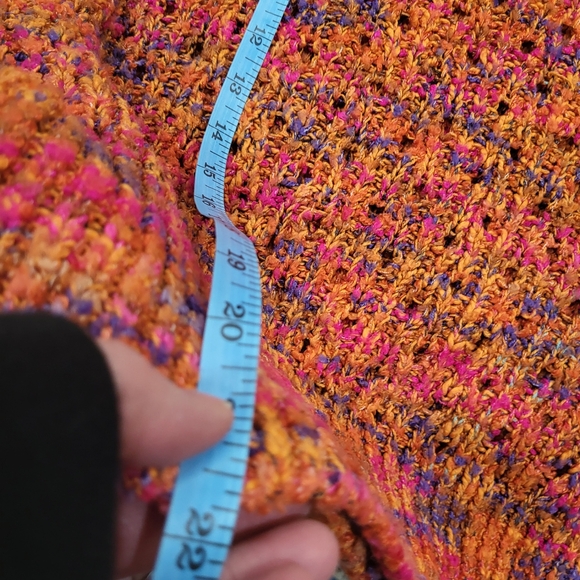 Chelsea & Theodore Confetti Knit V-Neck Oversized Sweater Orange Size M - Picture 4 of 7